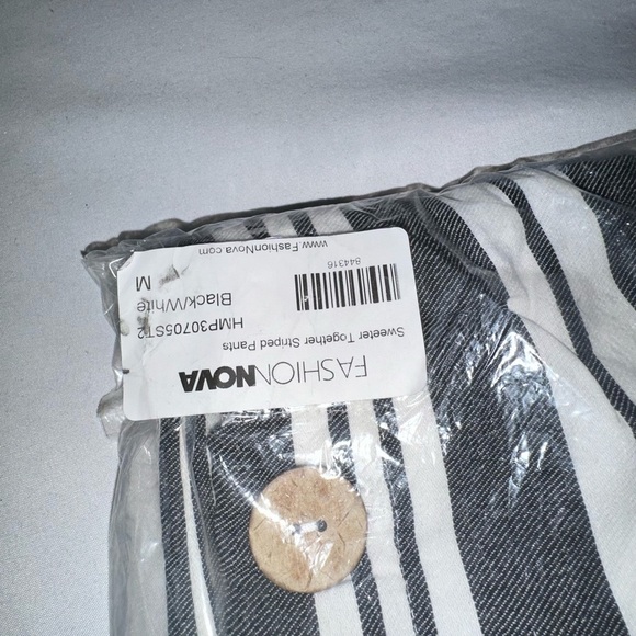 Haute Monde Charcoal and White Striped Straight Leg Pants - Picture 5 of 5